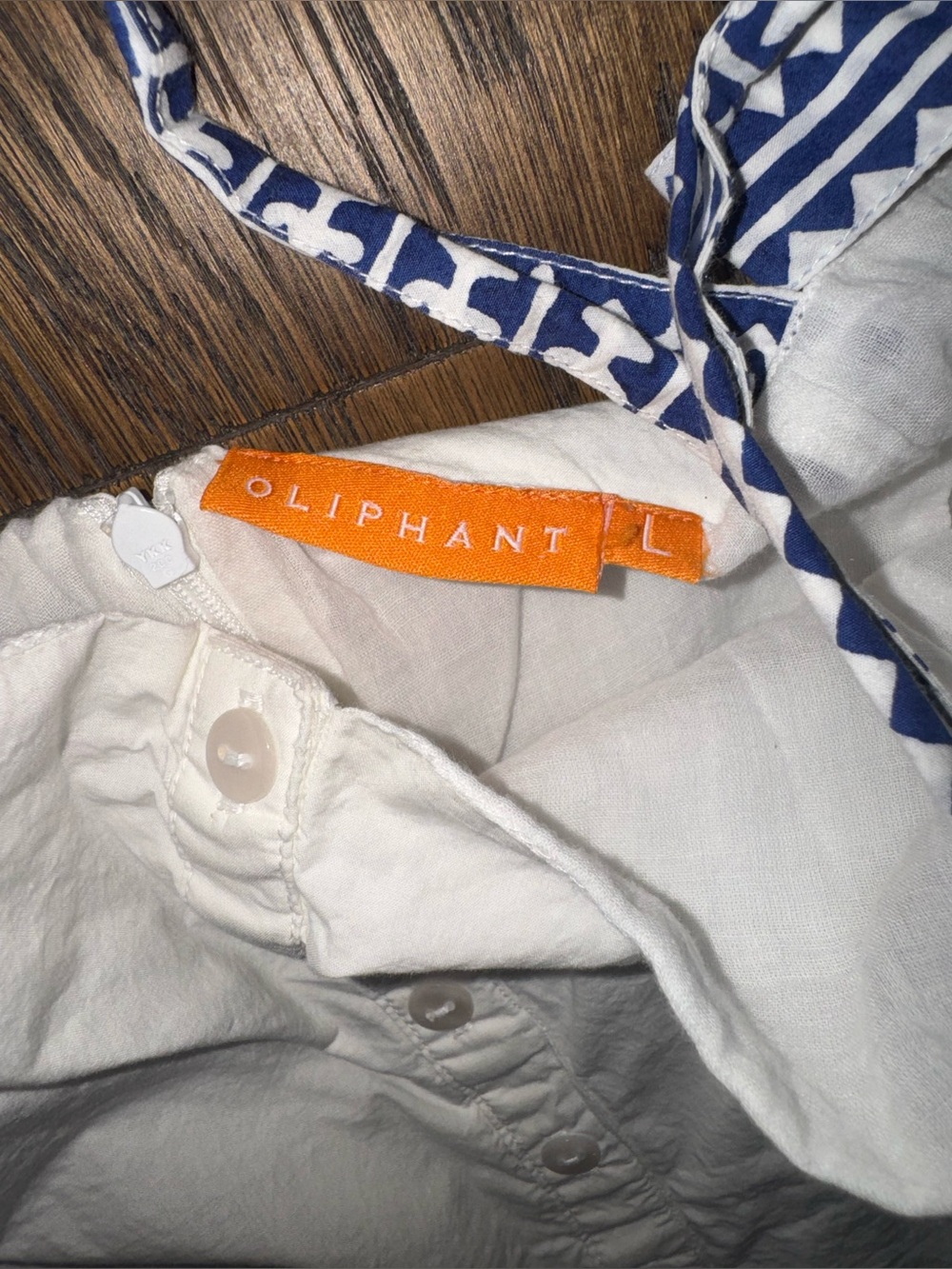 Oliphant Tie Strap Button Cotton Poplin Midi Dress in Mykonos Large - Picture 7 of 10